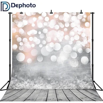 

Dephoto Photography Backdrops Sparkling Shining Dots Bokeh Wood Floor Baby Shower Birthday party Background Photo Studio
