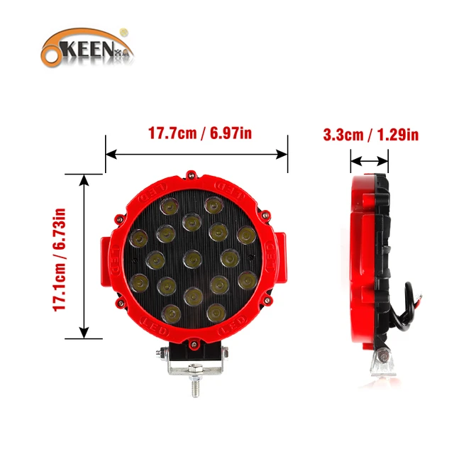 OKEEN 7inch 51W LED Work Lights Bar Led Spotlights Beam For