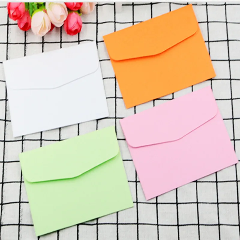 

100Pcs Retro Design Small Colored Blank Mini Paper Envelopes Wedding Party Invitation Envelope10*7.5cm Greeting Cards Envelope