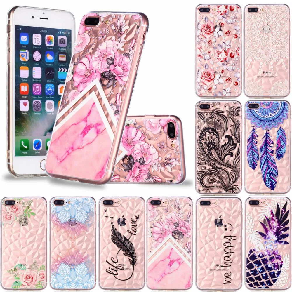 

3D Embossed Varnish Diamond Pattern Phone Case Soft Silicone TPU Phone Cover Shell Coque Fundas for iPhone X 8 7 6 6S Plus