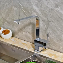 Бортике Кухня Раковина кран Одной ручкой смеситель кран поворотный смеситель нажмите Chrome