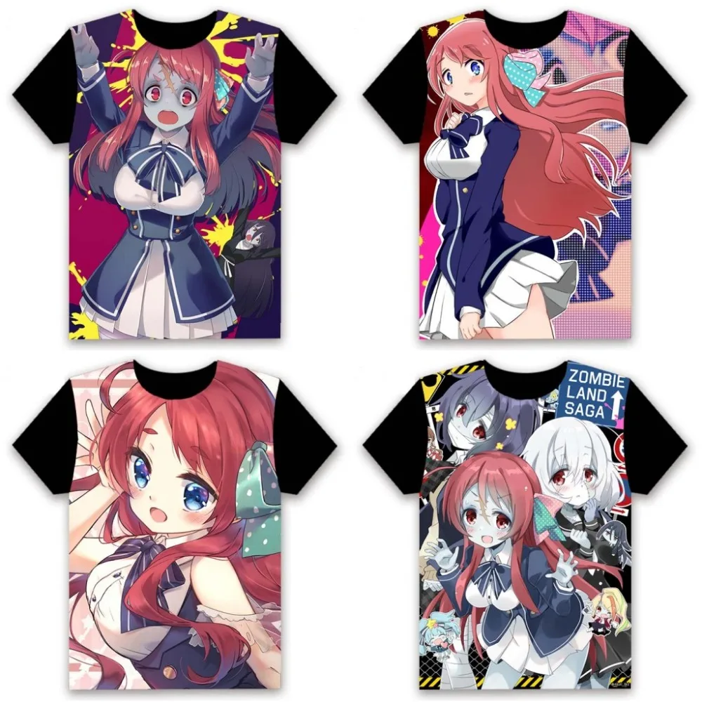 Аниме футболка ZOMBIE LAND SAGA Minamoto Sakura Yamada Tae Mizuno Ai Косплей короткий рукав Женская