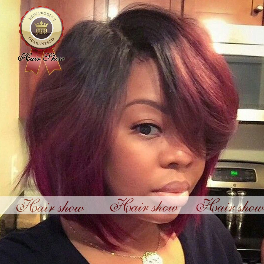 Free Shipping Two Tone Dark Roots Red Hair Ombre Lace Front Wigs Human Hair/Glueless  Full Lace Bob Style Wigs For Black Women|wig hook|wig freewig photography -  AliExpress