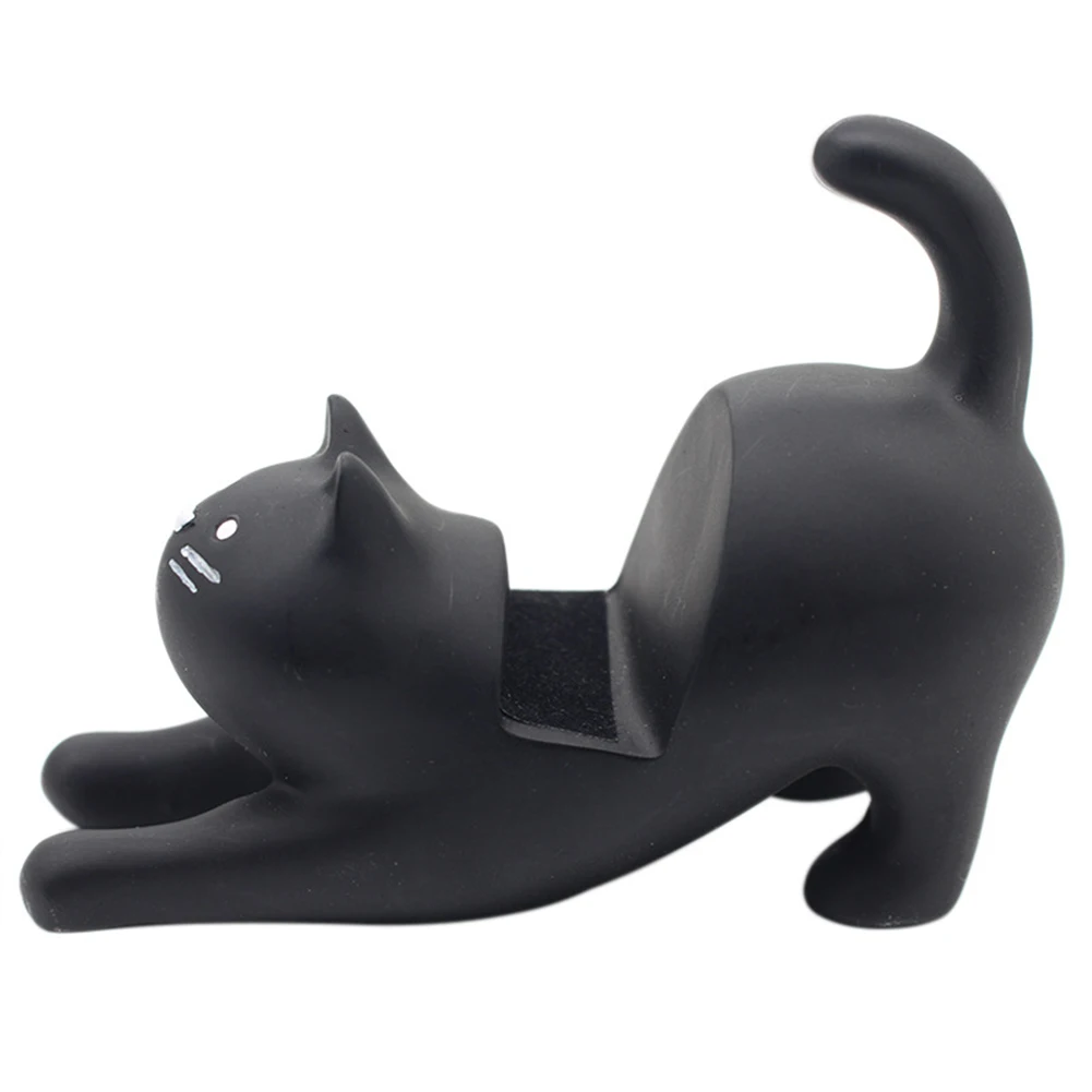  3D Cartoon Phone Holder Durable Resin Portable Desk Accessories Decorative Cat Shape Mobile Desktop