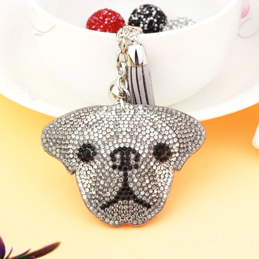 Блестящий кожаный чехол для ключей|bulldog keychain|bag charmcouple key chain |