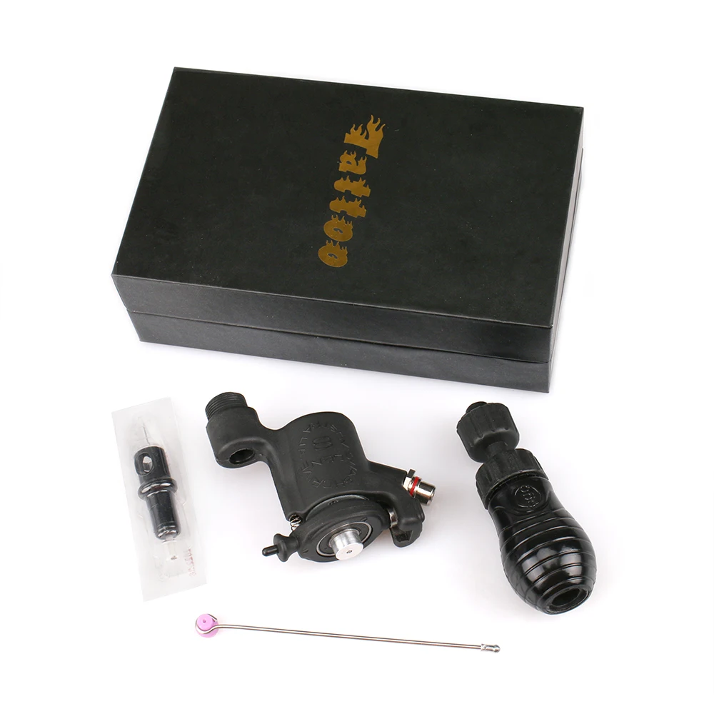 

Besta Newest Rotary Tattoo Machine Gun 8 Full Adjustable from Hard to Soft Hitting Black For shader linner with grips for free