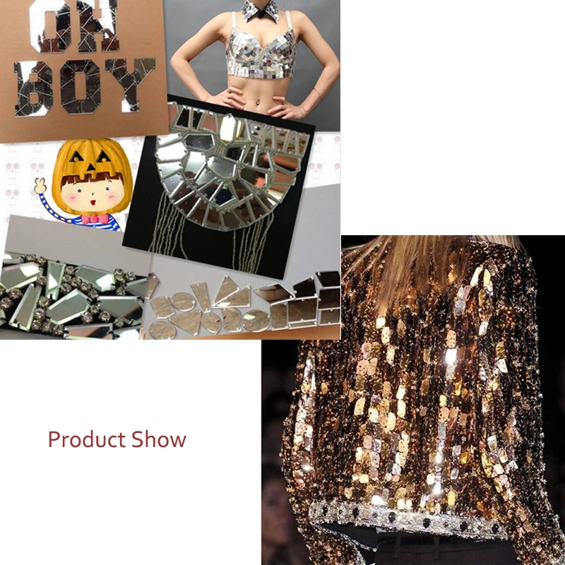  Mixed Size 30pcs 4Colors Acrylic Mirror Sew On Rhinestones Irregular Acryl Mirror Sew On Stones Cry - 32945650540