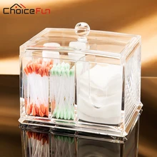 CHOICE FUN Acrylic Cotton Pad Organizer Q-tip Storage Box Makeup Organizer Bathroom Make Up Organizer Makeup Organizer SF-2131