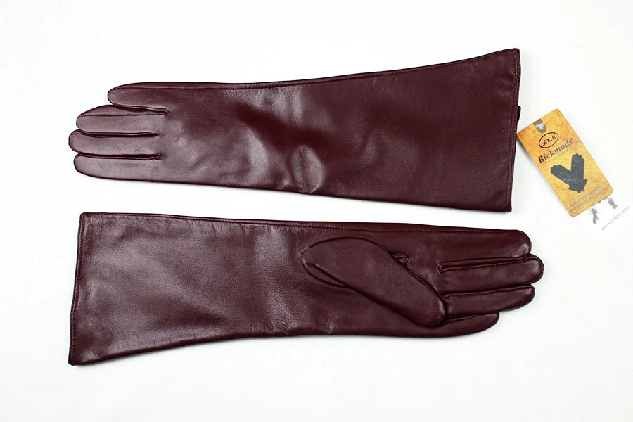 Eldiven Guantes, новинка, 38 см, длинные женские кожаные перчатки, на пуговицах, стильные, прямые, из овчины, с бархатной подкладкой, теплые, осень и зима