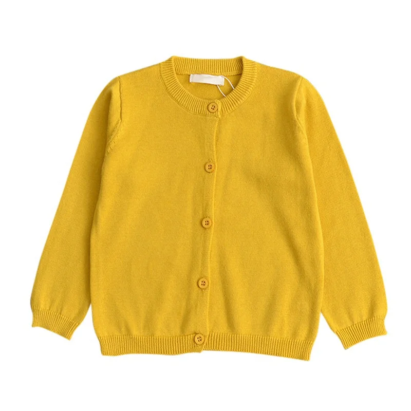 Г., осенние свитера-кардиганы для девочек детское пальто школьная форма, вязаный свитер одежда с длинными рукавами для маленьких девочек и мальчиков 1, 2, 3, 4, 5 лет - Цвет: Цвет: желтый