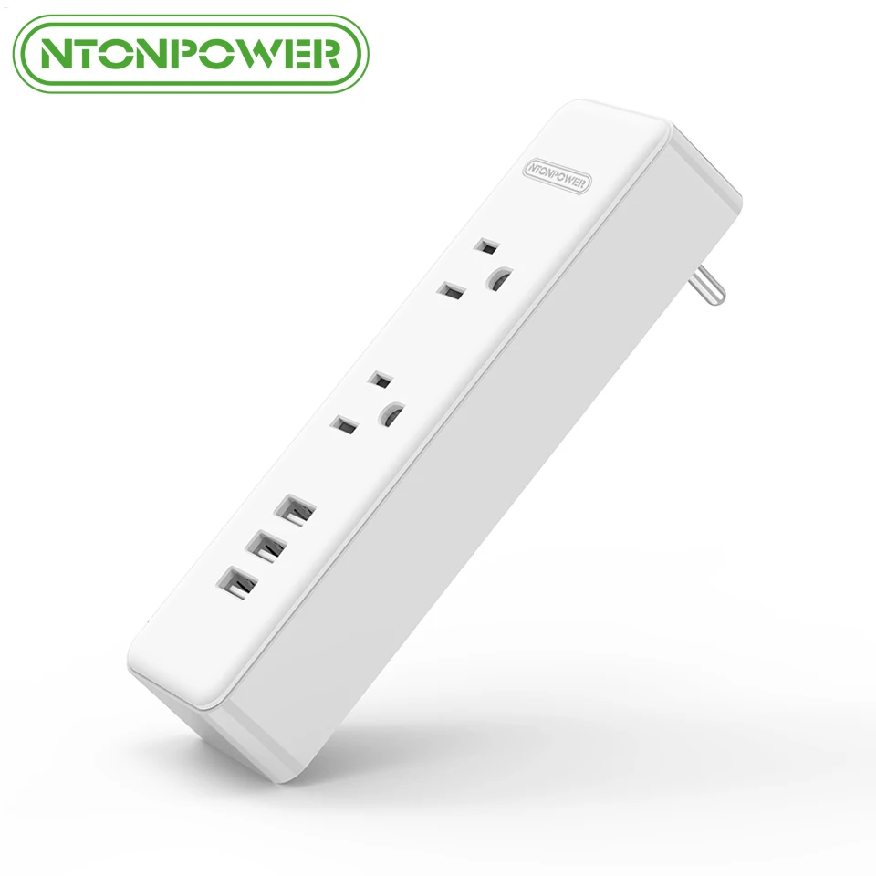 Portable Travel 3 USB Wall Outlet with US Plug 2 Outlet Fireproof Wall