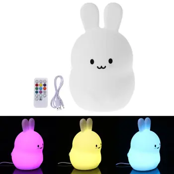 

Night Light Portable Silicone Rabbit Children Kids LED Multicolor Night Lamp USB Charging Light