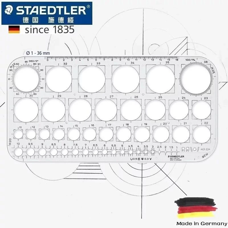 STAEDTLER 576 01F чертеж круг шаблон архитектурный чертеж шаблон ручной чертеж круг шаблон канцелярские принадлежности