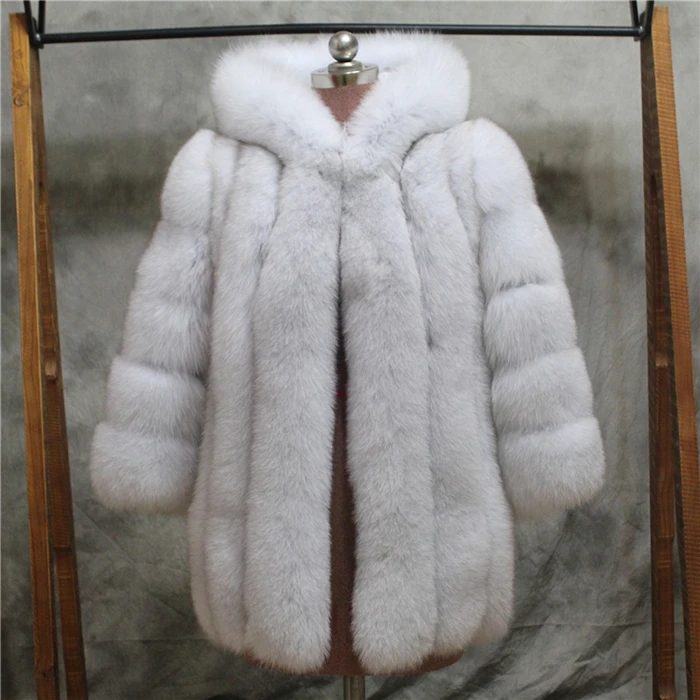 Finland SAGA Crown Fox Collars Mink Fur Coat Real Fur