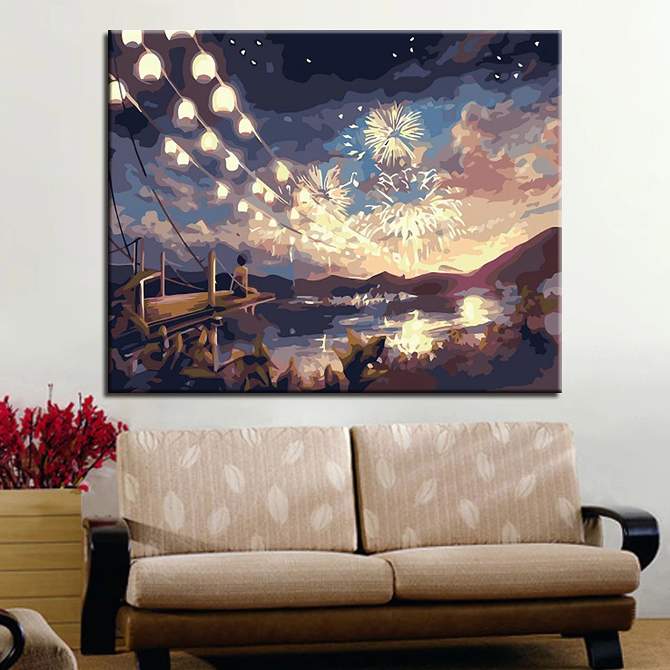

Oil Painting On Canvas Home Decoration Night View Scenery By Numbers DIY Digital Popular Framework Wall Art Modular Pictures