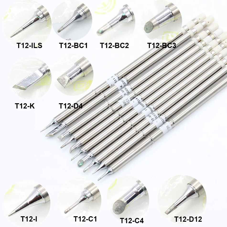

10Pc T12-I T12-K T12-ILS T12-BC1 T12-BC2 T12-BC3 T12-D4 T12-C1 T12-C4 RSoldering Iron Tips ect series for Hakko FX-951 FX-952