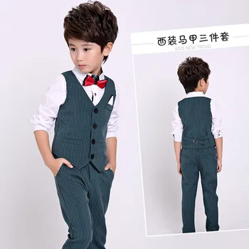 

2018 new Summer Baby Suit Fashion Plaid slim Boy Casual Costume T Shirt Blazer pant 3Parts Kid wedding Summer suits