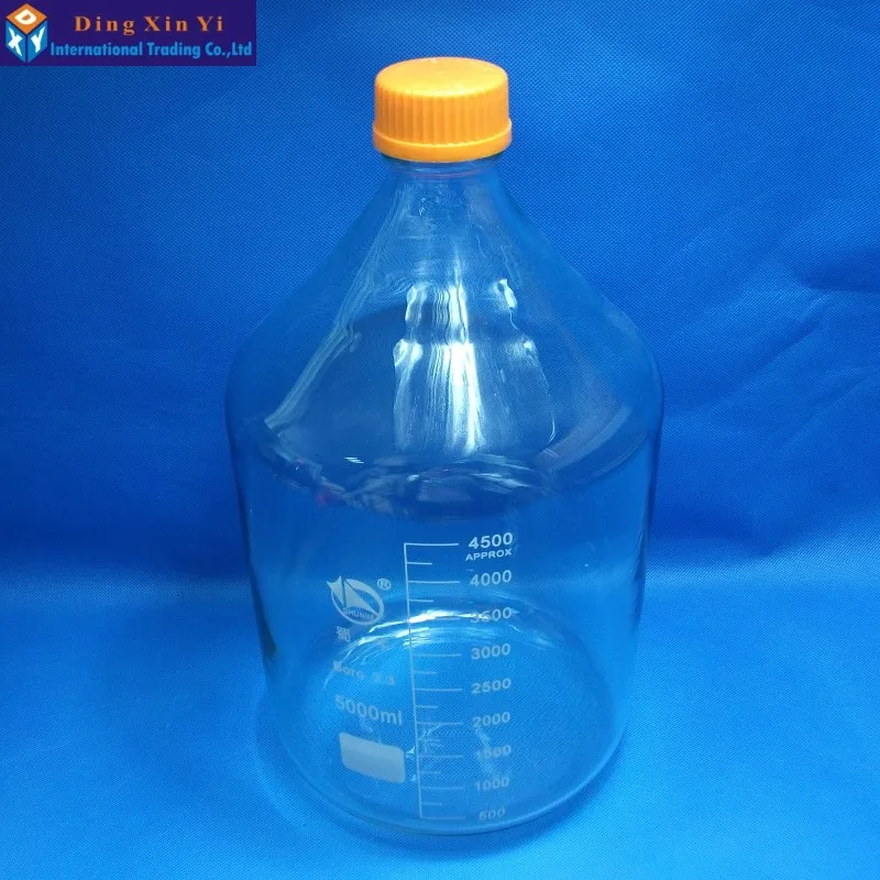 5000 мл прозрачная стеклянная бутылка для реагента с винтовой крышкой толстый настенный лабораторный флакон для реактивов