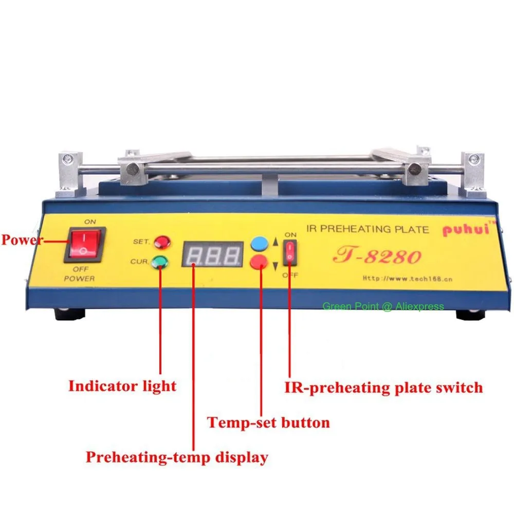 PUHUI T-8280 ИК Подогрев плиты T8280 Подогрев печь T 8280 инфракрасная станция предварительного нагрева для PCB SMD BGA