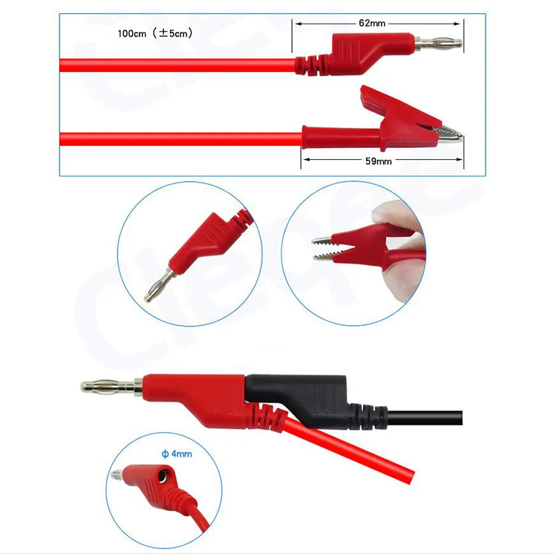 TKDMR 1 комплект 5 шт. 1 м 4 мм разъем типа "банан" к зажиму типа "крокодил" тестовый зонд провод Тестовый Кабель