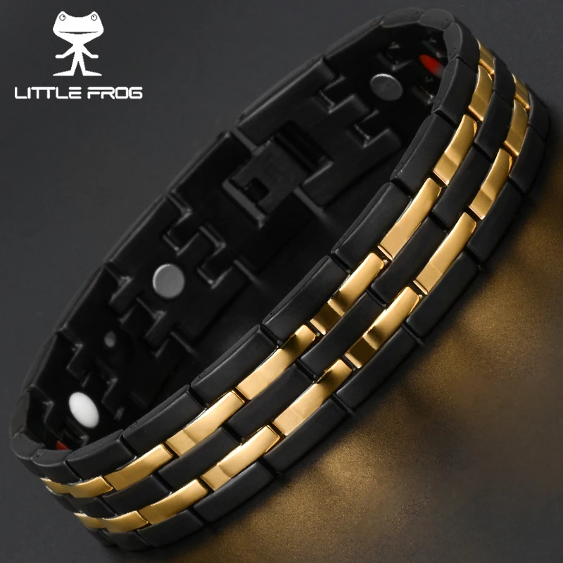 

LITTLE FROG Health Energy Bracelets Bangles 316L Stainless Steel Bio Magnetic Energy Bracelets Men Fashion Jewelry 10114