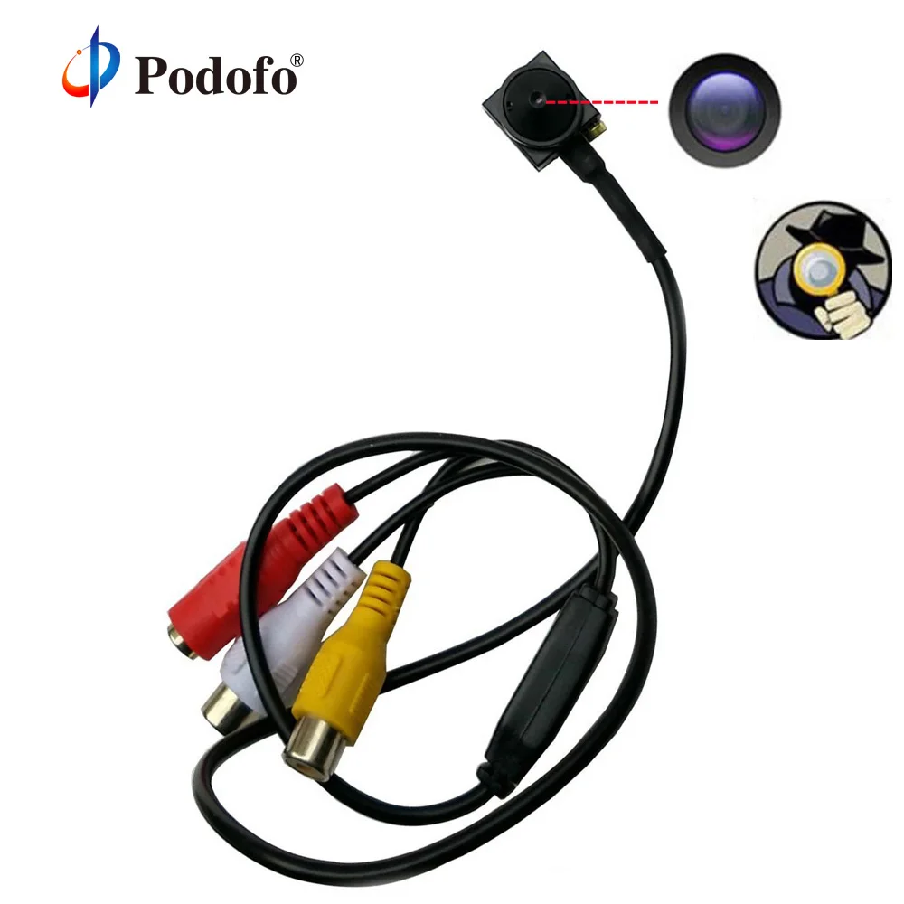

Podofo 600TV 170 Degree Super Small Color Video Camera With Audio Line HD Tiny Ultra Mini Home Security CCTV Pin Hole Camera