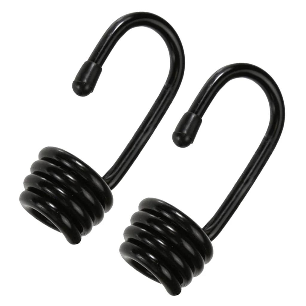 

2 Pieces Plastic Coated Steel Wire Hooks for 0.3inch Shock Cord Bungee Elastic Rope Black Boating Camping