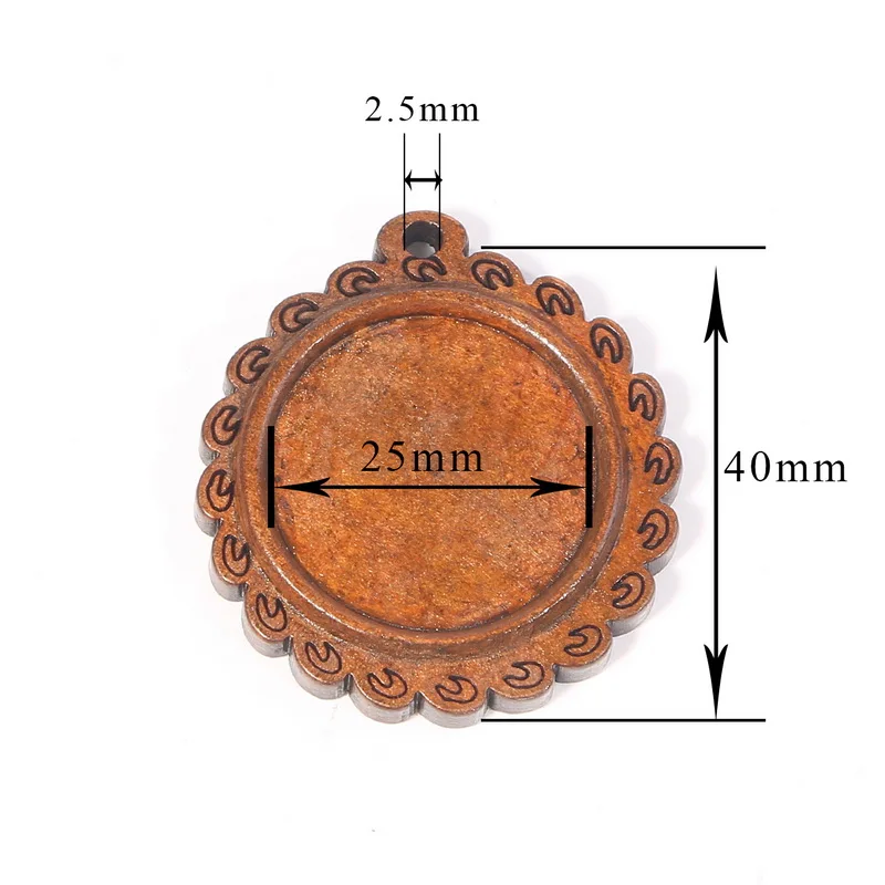 2 шт 4 шт Круглые Деревянные Подвески Кулон Кабошон Настройки 25 мм Внутренний размер пустой кулон Ювелирная база Лотки 13 стиль на выбор - Цвет: Style 05