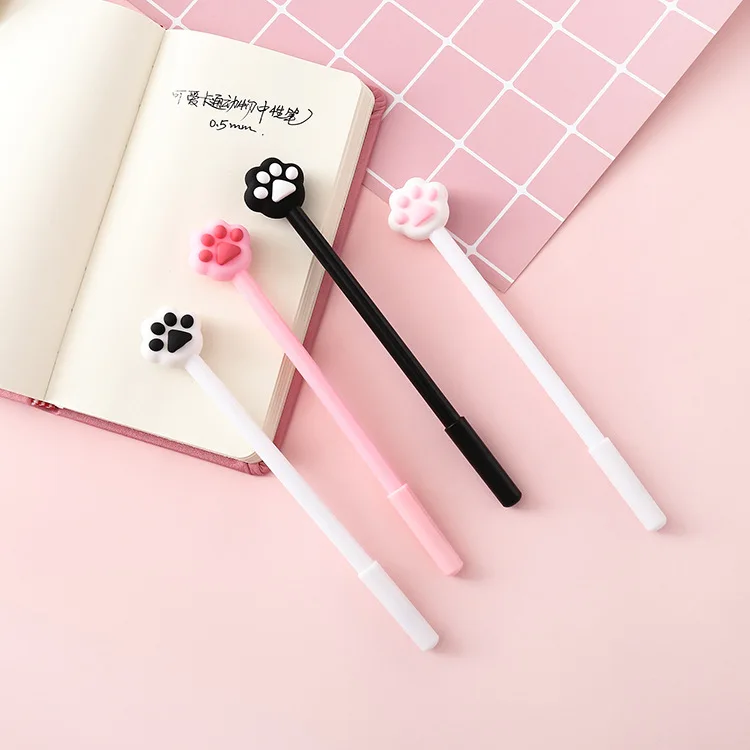 

32 pcs/lot Cute Cat Paw Gel Pen Lovely Pink Heart 0.5mm Signature Pen Escolar Papelaria School Office Supply Promotional Gift