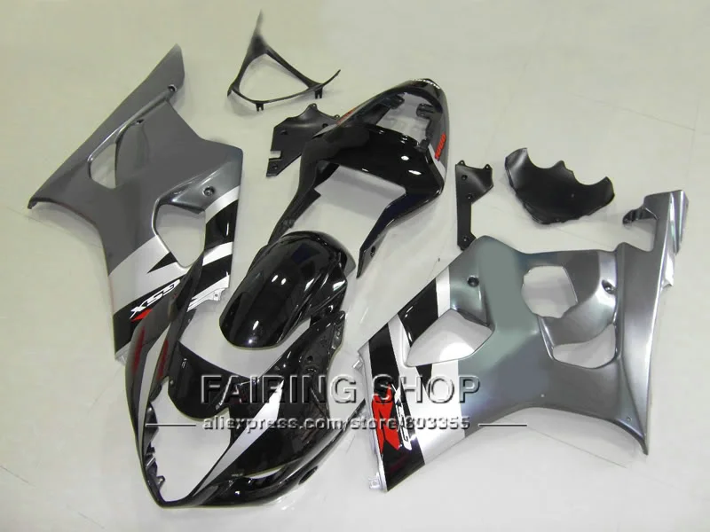 

Aftermarket body parts fairings for Suzuki GSXR1000 K3 K4 03 04 silver black injection mold fairing kit GSXR 1000 2003 2004 SD19