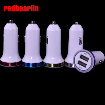 

Redbearlin 200Pcs Colorful Good Quality Dual Usb Car Charger 2.1A+1A Universal For Ipad For Iphone For Samsung Huawei XiaoMi