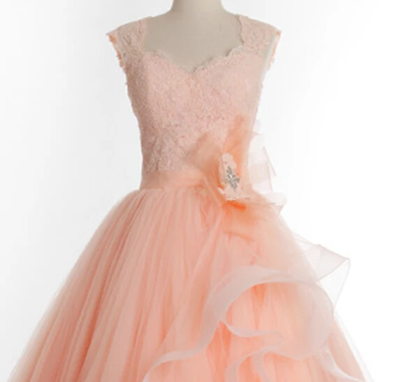 Персиковые дешевые платья Quinceanera 2019 бальное платье с v образным вырезом тюлевые