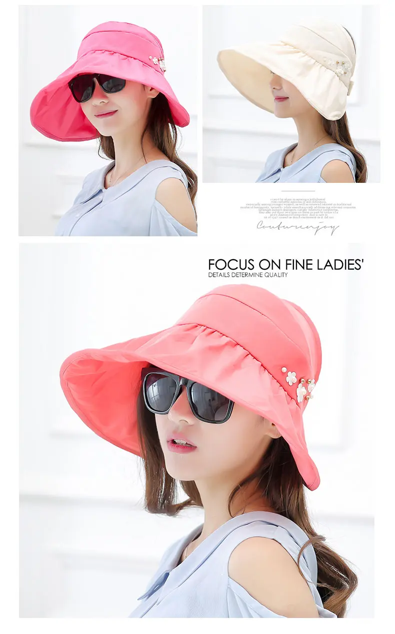 Летний широкий пляжный навес жемчужная Солнцезащитная шляпа для женщин модная Chapeu Feminino Dames Petten складной солнцезащитный козырек Кепка анти-УФ соломенные шляпы