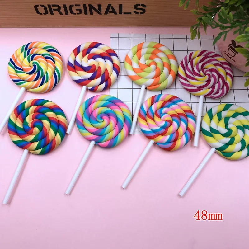 

Free Shipping!! Resin New Arrival Hot Selling Big Clay Lollipop for Crafts Making, Scrapbooking, DIY (48mm)