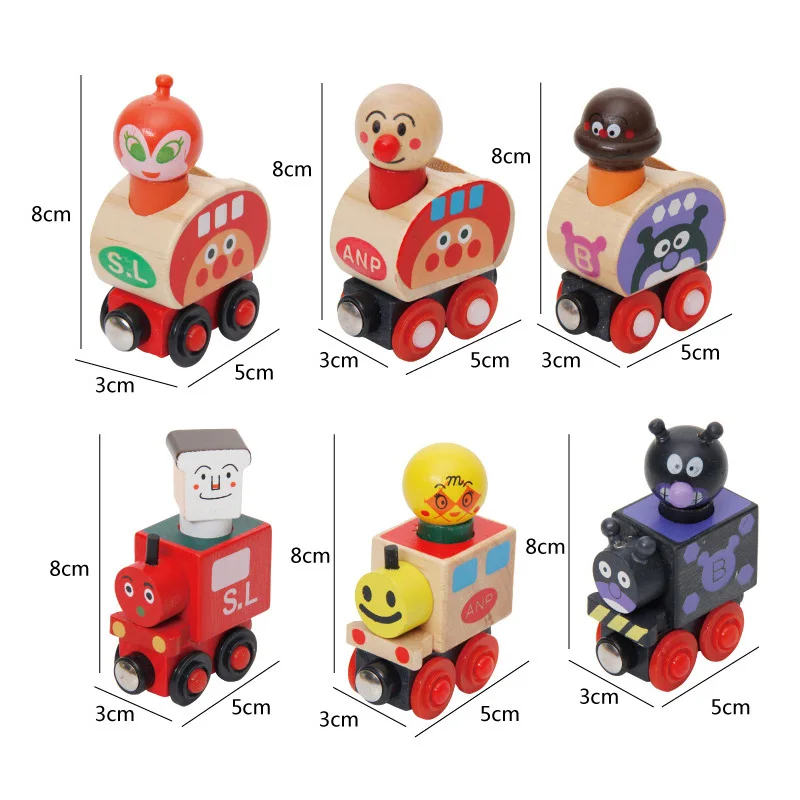 Деревянные игрушки набор поездов Anpanman магнитный фургон для переноски людей
