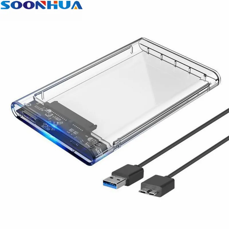 

SOONHUA Slim Tool Free SATA External Hard Drive Case Enclosure Caddy Super Speed 2.5 Inches Case With USB 3.0 Cable For Laptop