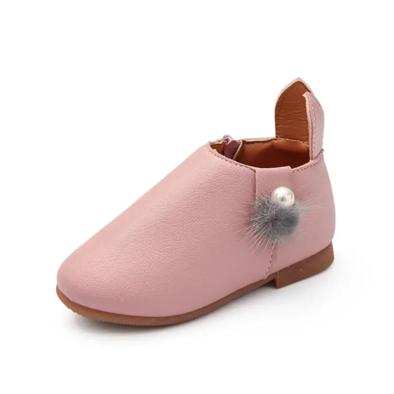 

Girls Leather Rabbit Ear Boots Waterproof Rubber Boot For Kids Pearl Botas Breathable Baby Ankle Sneakers Kids Shoes 2019