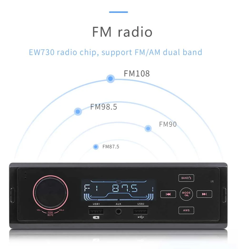 Авторадио MP3 плеер 12 в радио автомобиля стерео Поддержка FM/AM аудио автомобиля 1 Din 3USB Авто Аудио зарядка Bluetooth с дистанционным управлением Aux