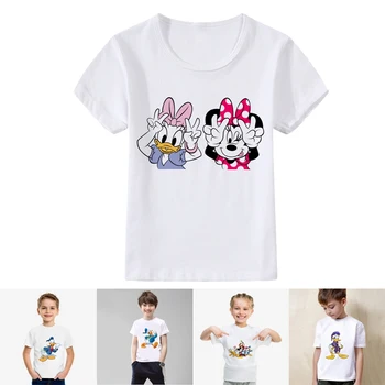 

Cute and funny Donald Duck Cartoon patterns Modal Summer Kidswear, Boy/girl Summer T-shirt Short Sleeve White Kid Clothes