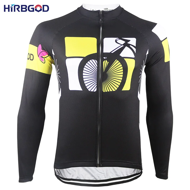 HIRBGOD Classic Black Mountain Bike Jersey Long Sleeve Men Autumn High