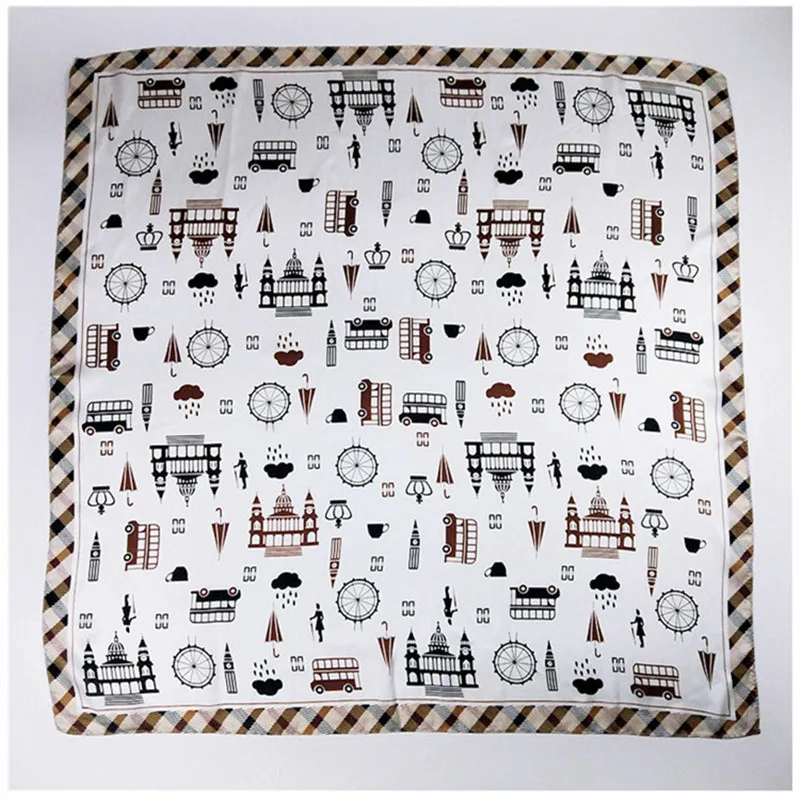 LEAYH 70*70cm Simulated Silk Square Scarf Woman Small Bandanas Multifunction Hair Scarves Fashion Neckerchief Decorative