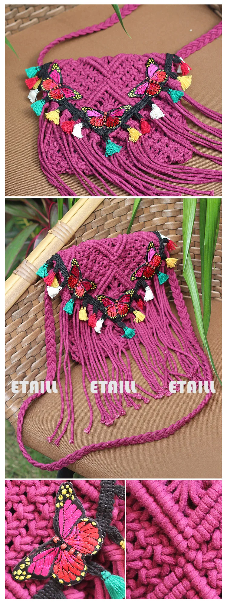 Women Crochet Fringed Messenger Bags