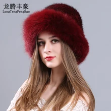 Норковая меховая шапка вязаная, головные уборы женские шапочки с лисьим мехом помпоны из натурального меха шапка принцессы из натурального меха русские шапки эластичные шапочки