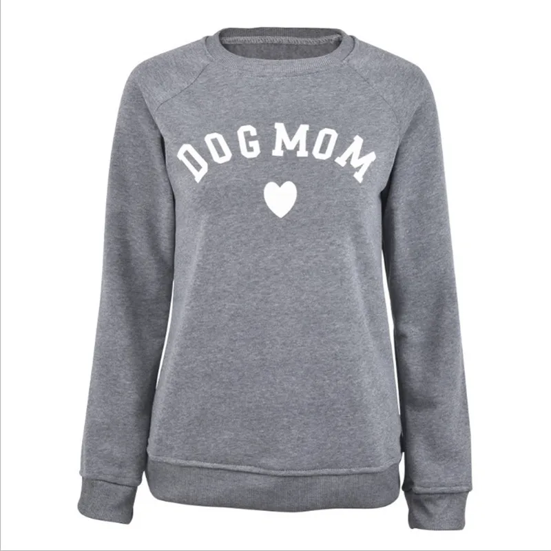 

Dog Mom Long Sleeve Casual Sweatshirt Women's Print Fashionable Heart-shaped Print Kawaii Sweatshirt Printing Pattern