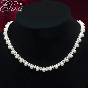 

Special Elisa Own Design Natural Freshwater Pearl Necklace 100% Handmade Nearround Pearl Beads for Girlfriends Wedding Gifts