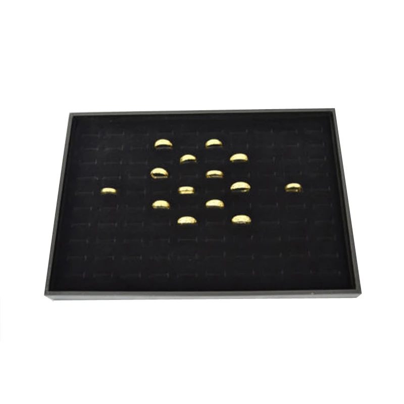 

100 Slot Jewelry Organizer Ring Box Black Velvet Ring Jewelry Display Tray Case Box Holder Storage 35*24*3cm