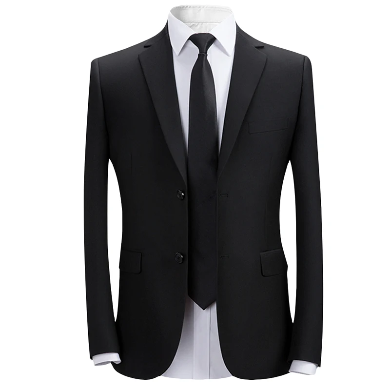 YUNCLOS формальный деловой мужской костюм куртка весна две пуговицы сплошной цвет деловой Свадебный приталенный костюм Блейзер - Цвет: Черный