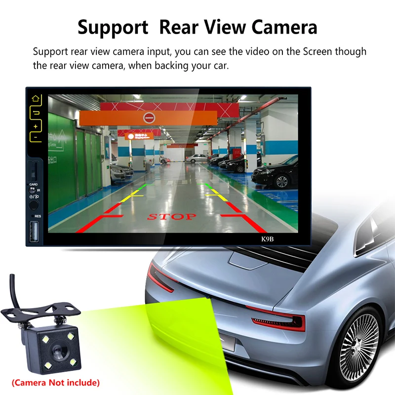 

Quick Charge 7" Multimedia Player FM/USB/AUX/SD Support Rear View Video Player DC12V Capacitive Panel Car MP5