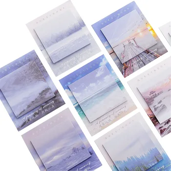 

3pcs Novelty Scenery Cute Sticky Notepads Memo Pad Post Paper Kawaii Sticker Stationery School Office Supply Accessory Thing Kit