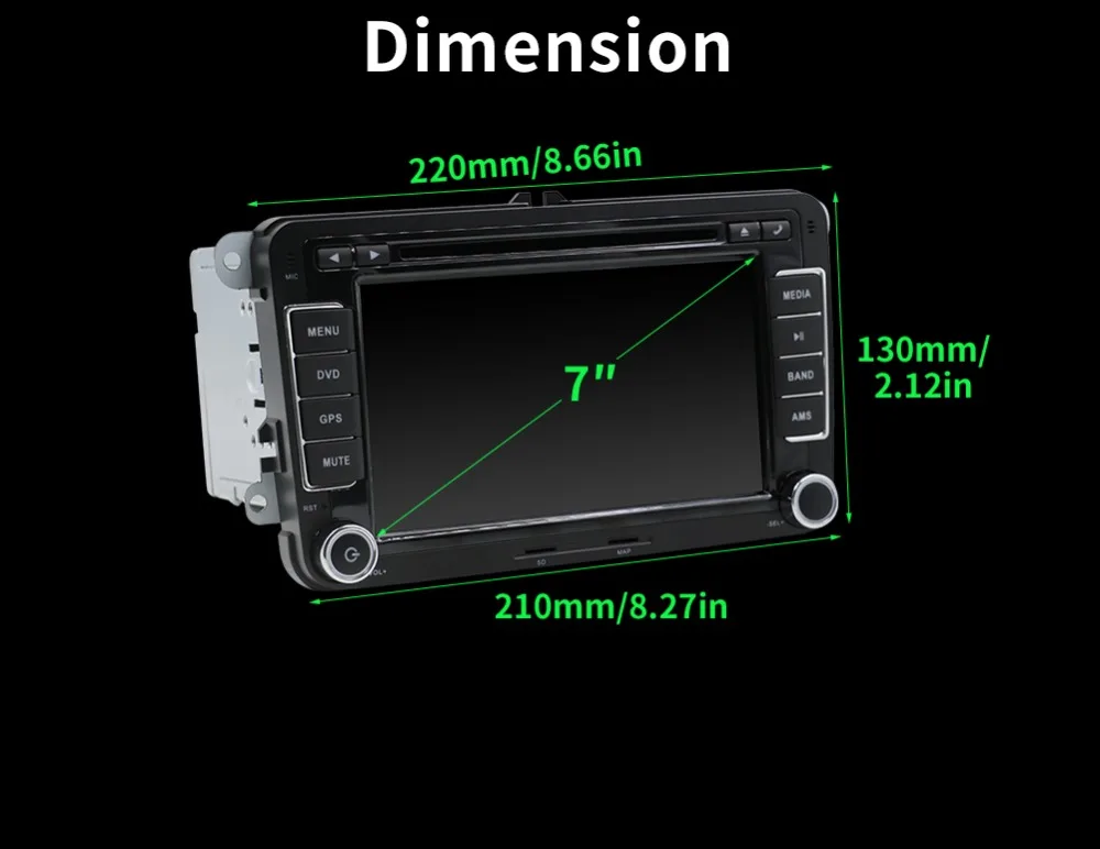 Sale 2 din 7" for VW android 7.1 Car DVD player for GOLF 5 Golf 6 POLO PASSAT CC JETTA TIGUAN TOURAN EOS with GPS wifi +free shipping 2
